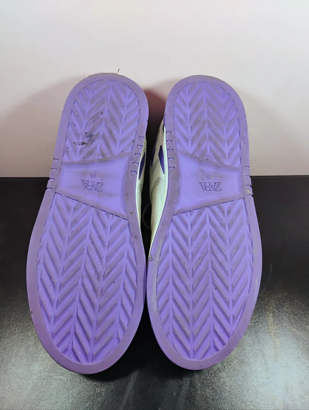 ​ZARA Men’s White & Purple Retro Court Sneakers EU 45 / USA 11.5 Needs Cleaning
